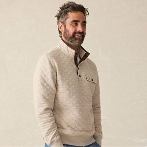 Faherty Quilted Cream Sweatshirt